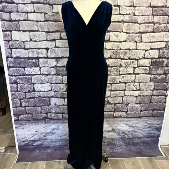 Reggio Vintage Blue V-Neck Sleeveless Dress Size 4 - Picture 2 of 13